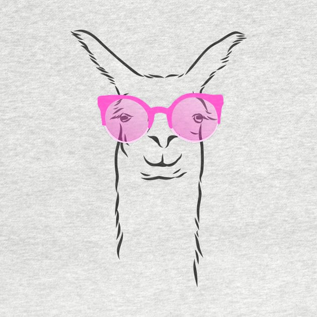 cute hipster llama in trendy colorful glasses by Elala